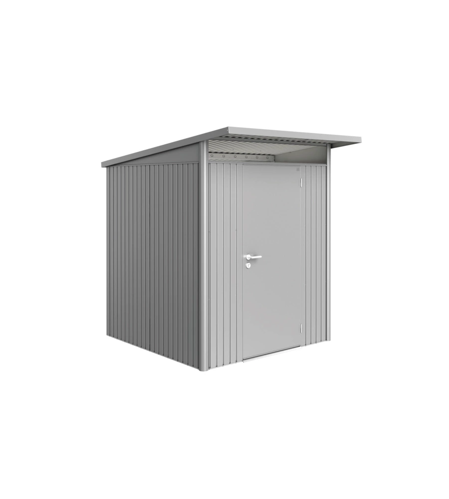 CASETTA DA GIARDINO BIOHORT "AVANTGARDE A1" IN ACCIAIO ZINCATO COLORE ARGENTO METALLIZZATO CON PORTA BATTENTE SEMPLICE 180X220X218 CM