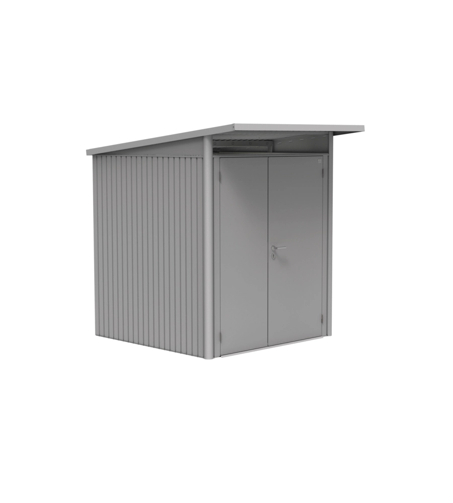 CASETTA DA GIARDINO BIOHORT "AVANTGARDE A1" IN ACCIAIO ZINCATO COLORE ARGENTO METALLIZZATO CON PORTA BATTENTE DOPPIA 180X220X218 CM