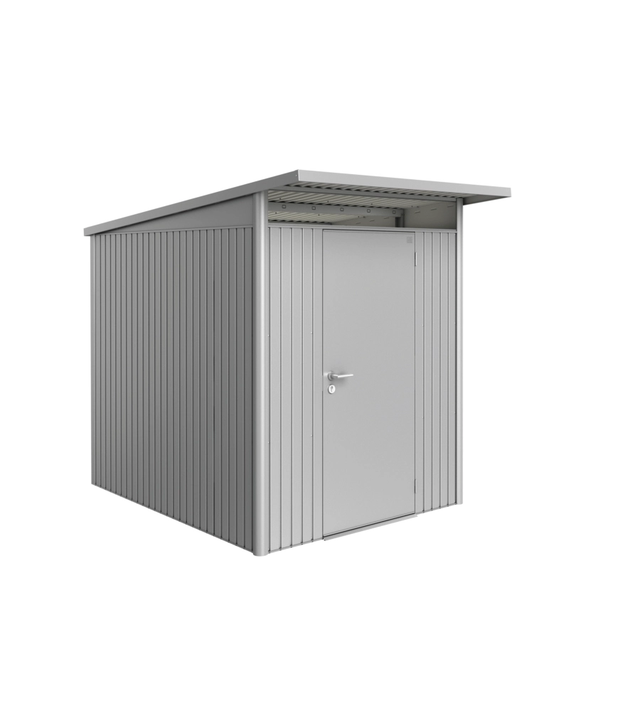 CASETTA DA GIARDINO BIOHORT "AVANTGARDE A2" IN ACCIAIO ZINCATO COLORE ARGENTO METALLIZZATO CON PORTA BATTENTE SEMPLICE 180X260X218 CM