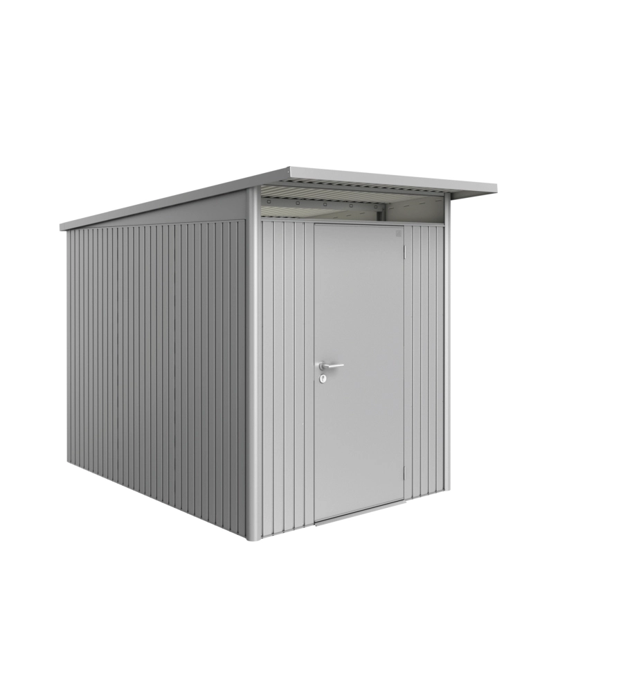 CASETTA DA GIARDINO BIOHORT "AVANTGARDE A3" IN ACCIAIO ZINCATO COLORE ARGENTO METALLIZZATO CON PORTA BATTENTE SEMPLICE 180X300X218 CM
