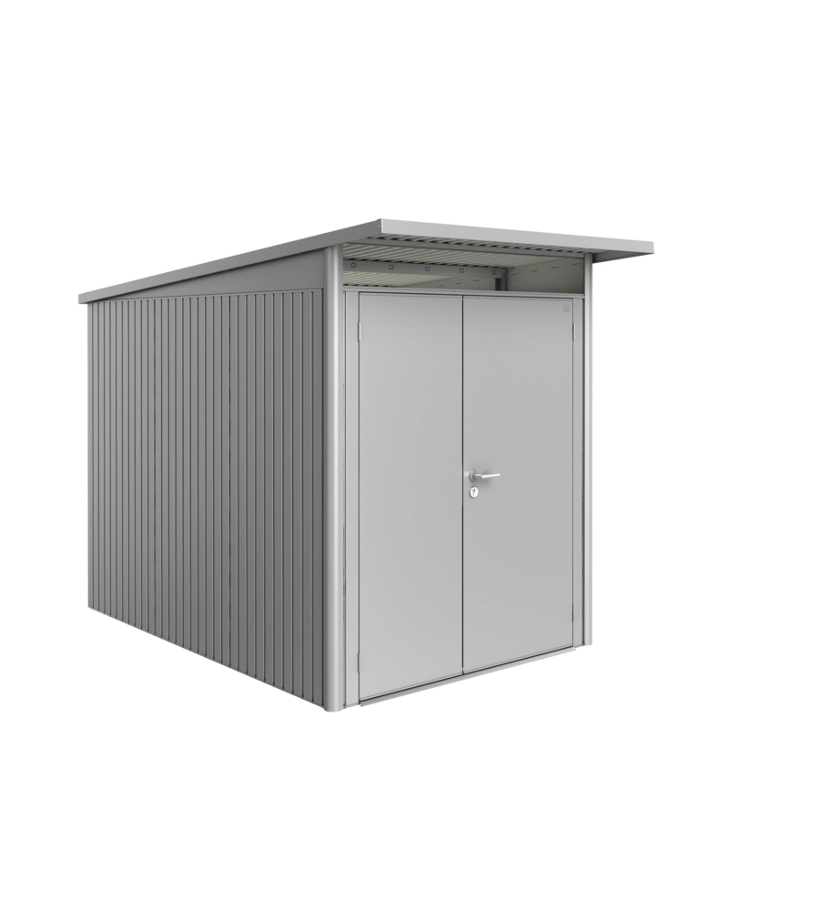 CASETTA DA GIARDINO BIOHORT "AVANTGARDE A3" IN ACCIAIO ZINCATO COLORE ARGENTO METALLIZZATO CON PORTA BATTENTE DOPPIA 180X300X218 CM