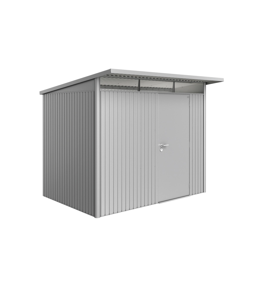 CASETTA DA GIARDINO BIOHORT "AVANTGARDE A5" IN ACCIAIO ZINCATO COLORE ARGENTO METALLIZZATO CON PORTA BATTENTE SEMPLICE 260X220X218 CM