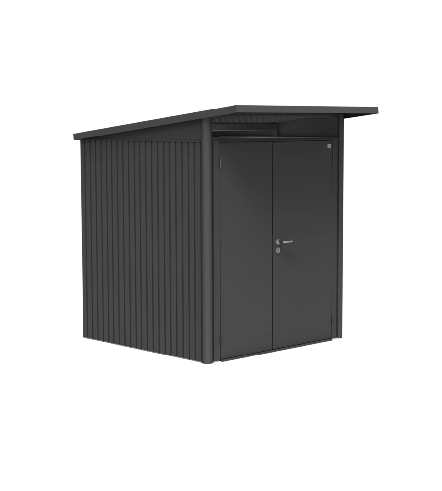 CASETTA DA GIARDINO BIOHORT "AVANTGARDE A1" IN ACCIAIO ZINCATO COLORE GRIGIO SCURO METALLIZZATO CON PORTA BATTENTE DOPPIA 180X220X218 CM