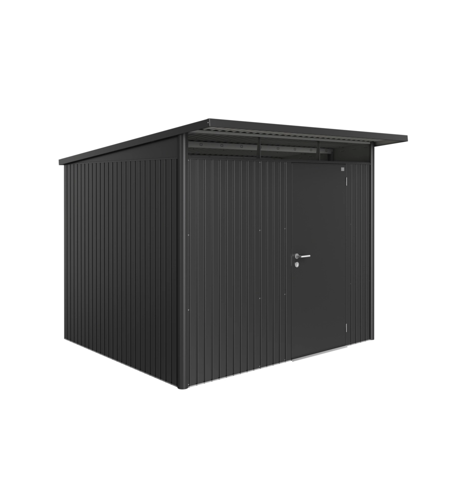 CASETTA DA GIARDINO BIOHORT "AVANTGARDE A6" IN ACCIAIO ZINCATO COLORE GRIGIO SCURO METALLIZZATO CON PORTA BATTENTE SEMPLICE 260X260X218 CM