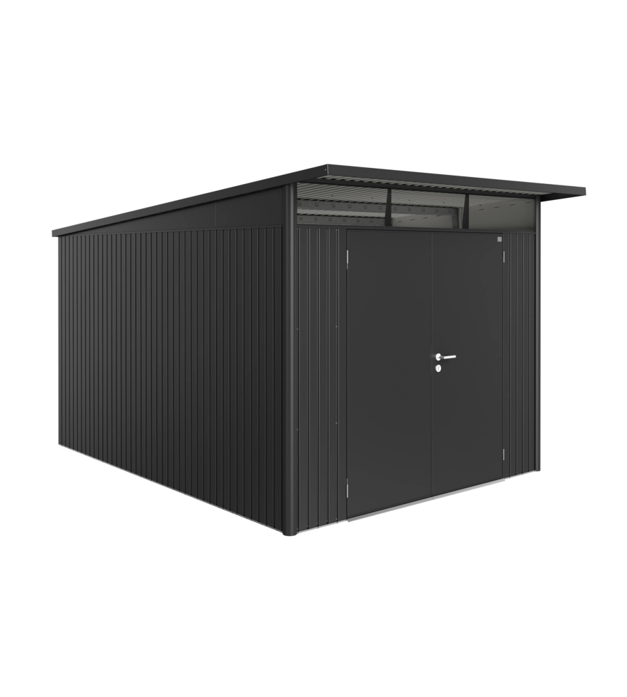 CASETTA DA GIARDINO BIOHORT "AVANTGARDE A8" IN ACCIAIO ZINCATO COLORE GRIGIO SCURO METALLIZZATO CON PORTA BATTENTE DOPPIA 260X380X222 CM