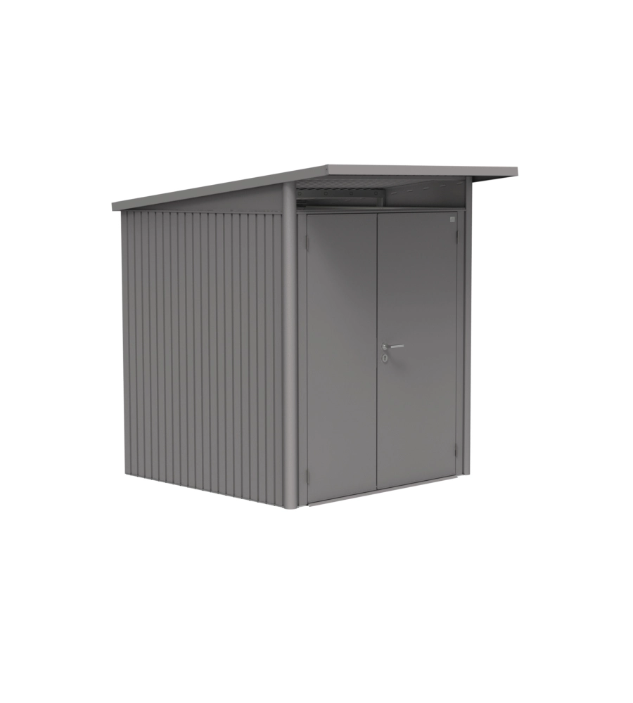 CASETTA DA GIARDINO BIOHORT "AVANTGARDE A1" IN ACCIAIO ZINCATO COLORE GRIGIO QUARZO METALLIZZATO CON PORTA BATTENTE DOPPIA 180X220X218 CM