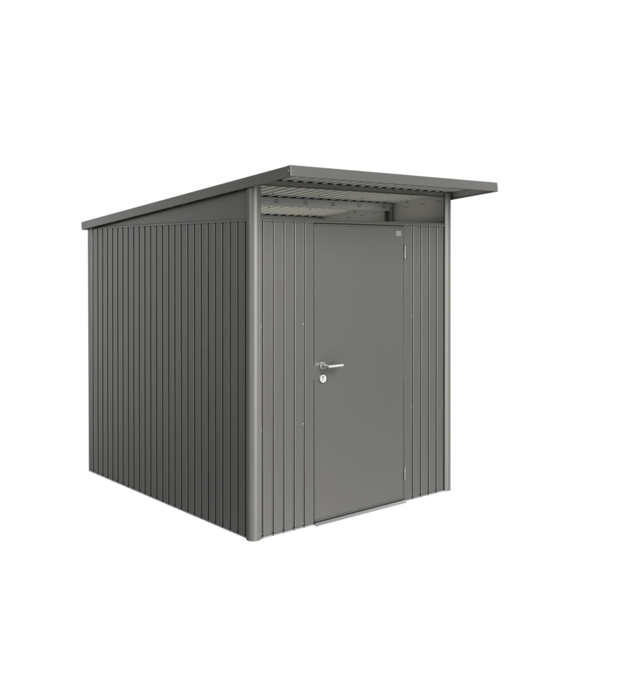 CASETTA DA GIARDINO BIOHORT "AVANTGARDE A2" IN ACCIAIO ZINCATO COLORE GRIGIO QUARZO METALLIZZATO CON PORTA BATTENTE SEMPLICE 180X260X218 CM