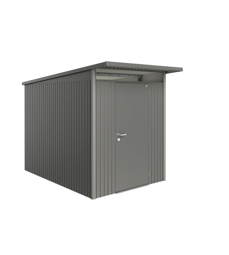 CASETTA DA GIARDINO BIOHORT "AVANTGARDE A3" IN ACCIAIO ZINCATO COLORE GRIGIO QUARZO METALLIZZATO CON PORTA BATTENTE SEMPLICE 180X300X218 CM