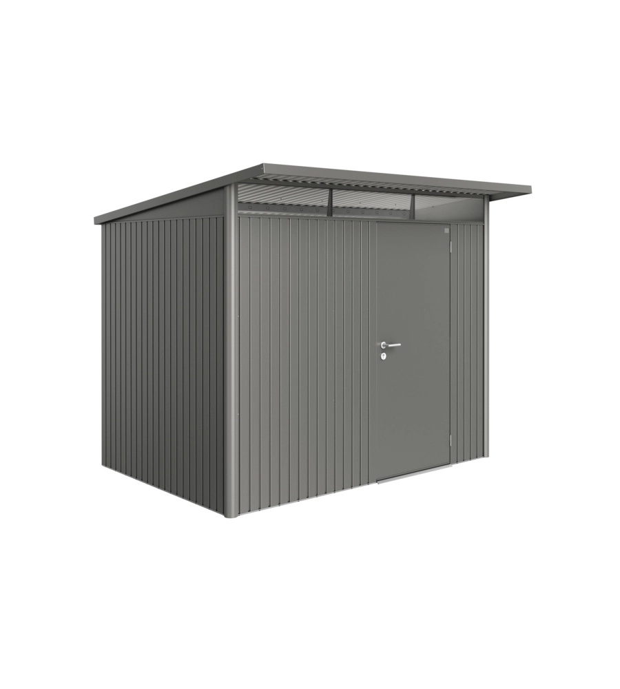CASETTA DA GIARDINO BIOHORT "AVANTGARDE A5" IN ACCIAIO ZINCATO COLORE GRIGIO QUARZO METALLIZZATO CON PORTA BATTENTE SEMPLICE 260X220X218 CM