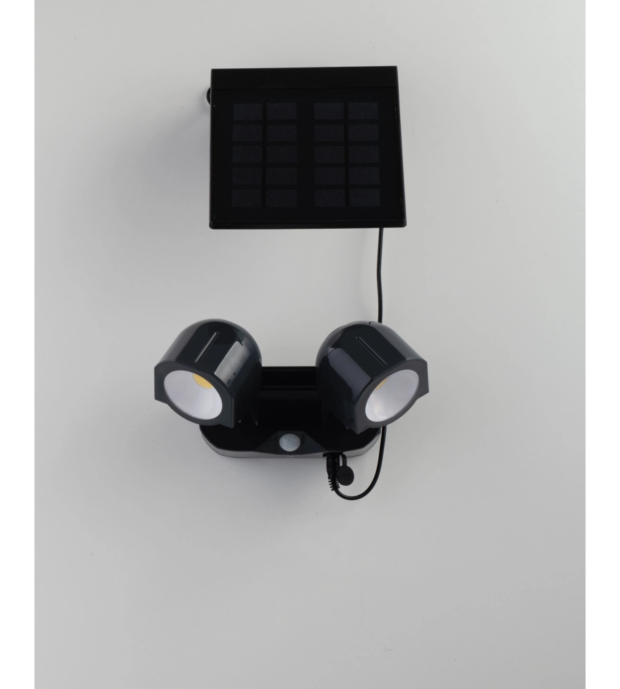 PROIETTORE LED "SHIVA" ANTRACITE CON PANNELLO SOLARE, 2X 1,5W