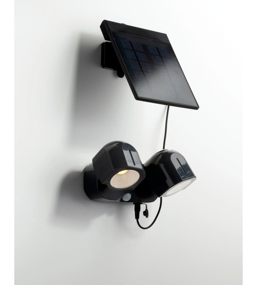 PROIETTORE LED "SHIVA" ANTRACITE CON PANNELLO SOLARE, 2X 1,5W