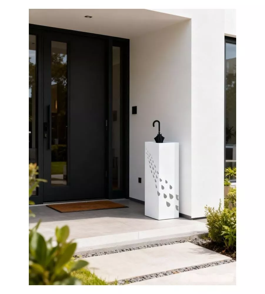 PORTA OMBRELLI BIANCO SQUADRATO, 16X16X49 CM