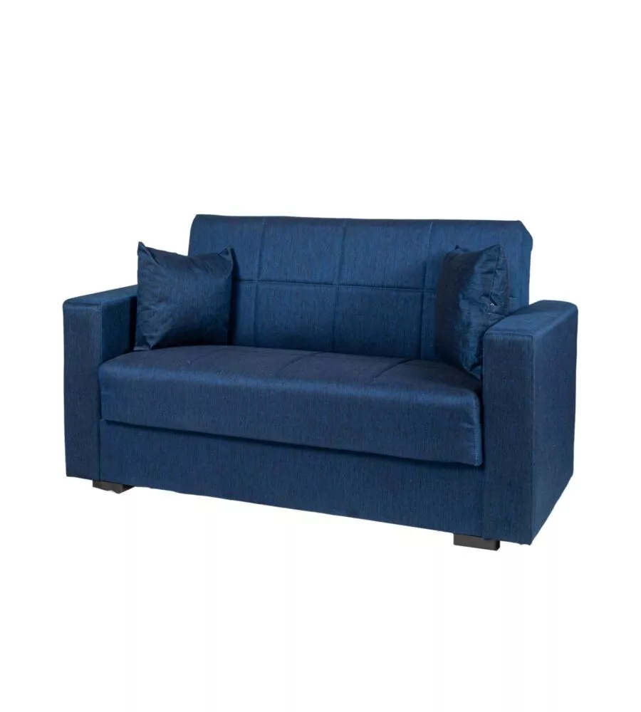 DIVANO LETTO "NORA" 2 POSTI IN TESSUTO BLU, 155X80X87 CM