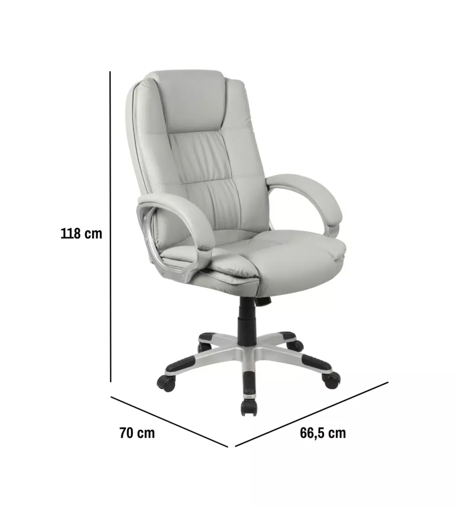 SEDIA UFFICIO BELLAHOME "COLUMBIA" CON BRACCIOLI IN ECOPELLE GRIGIO 66,5X70X109-118 CM