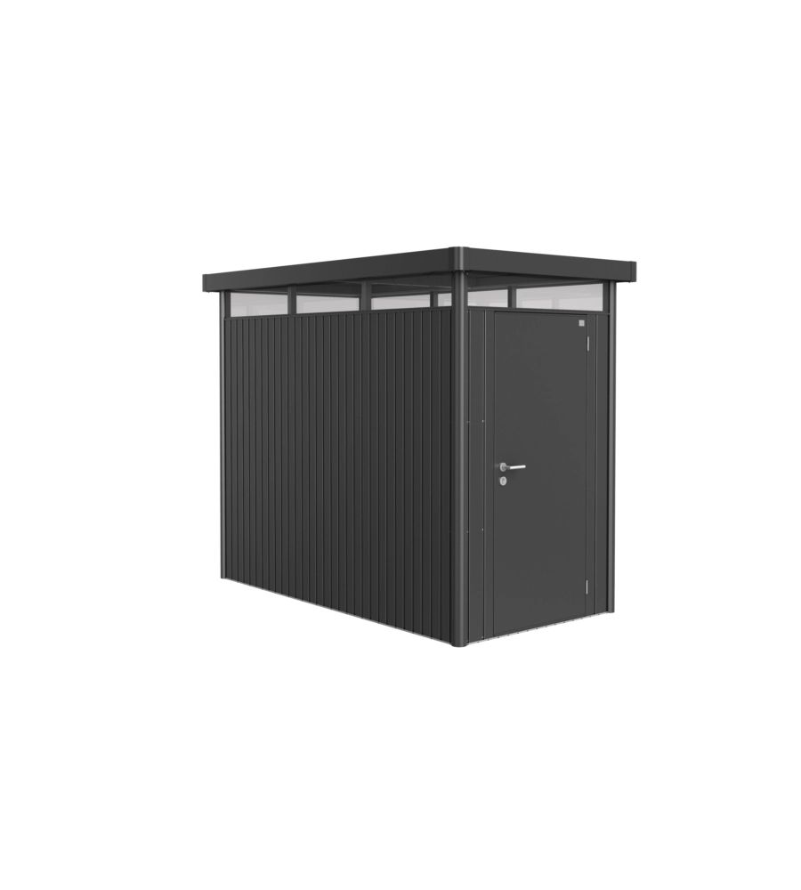 CASETTA DA GIARDINO BIOHORT "HIGHLINE HS" IN ACCIAIO ZINCATO COLORE GRIGIO SCURO METALLIZZATO CON PORTA BATTENTE SEMPLICE 155X275X222 CM - COD. 84010