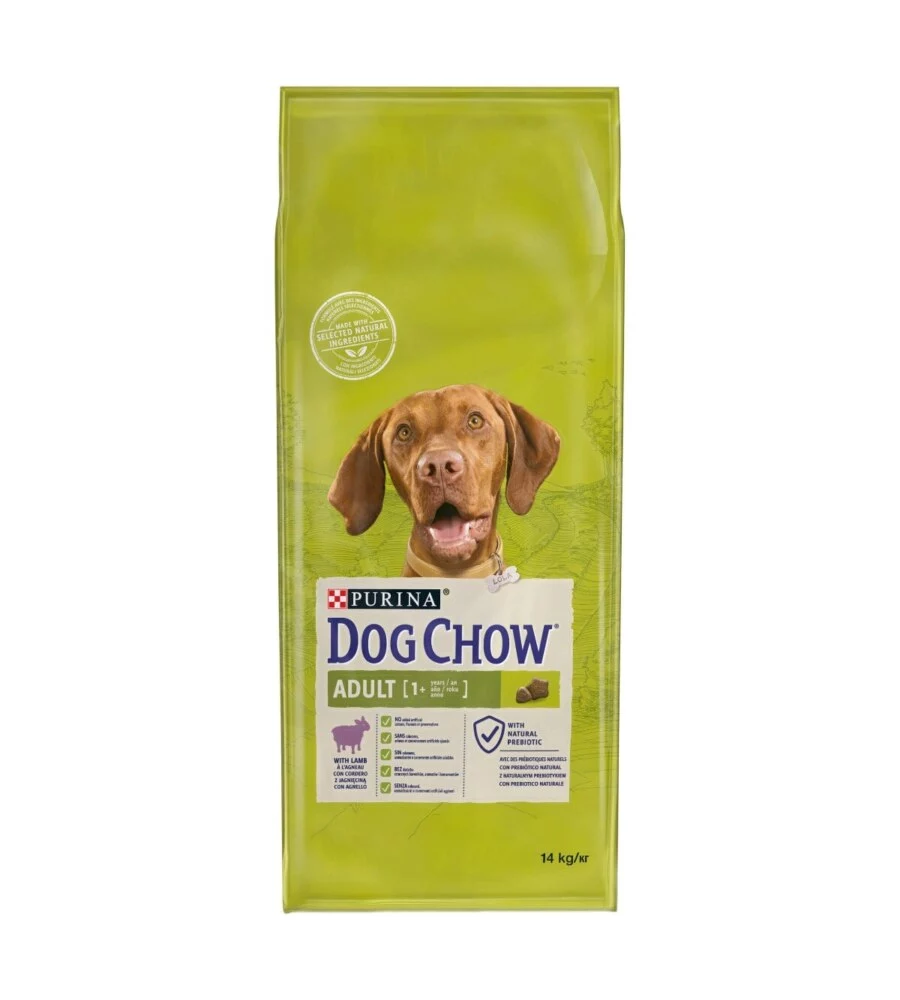 CROCCHETTE PER CANI PURINA "DOG CHOW" ADULTO DI TUTTE LE TAGLIE CON AGNELLO 14 KG