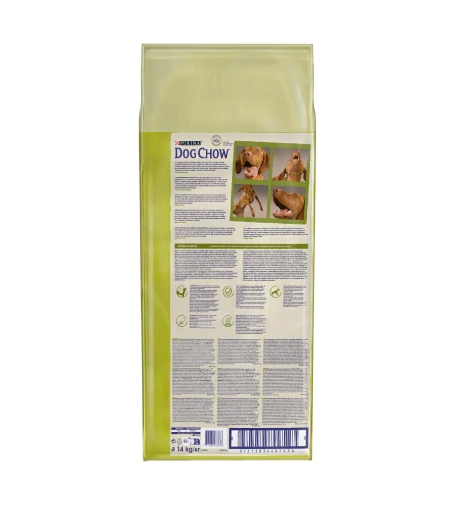CROCCHETTE PER CANI PURINA "DOG CHOW" ADULTO DI TUTTE LE TAGLIE CON AGNELLO 14 KG