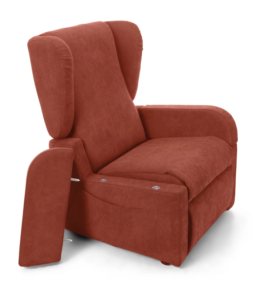 POLTRONA CON RECLINER E ALZATA ELETTRICA "DEA", ROSSA, 74X92X102 CM
