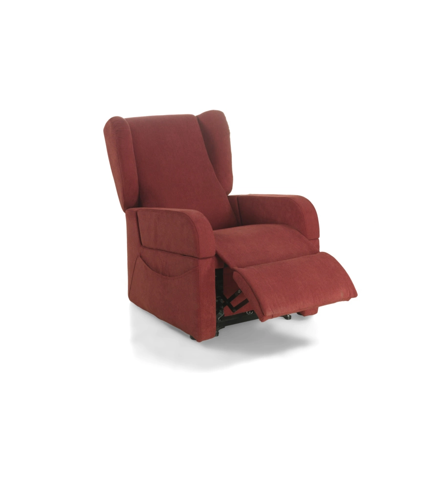 POLTRONA CON RECLINER E ALZATA ELETTRICA "DEA", ROSSA, 74X92X102 CM