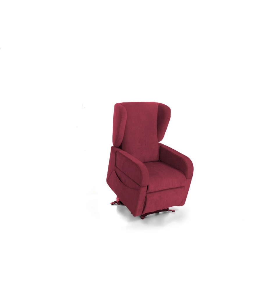 POLTRONA CON RECLINER E ALZATA ELETTRICA "DEA", ROSSA, 74X92X102 CM