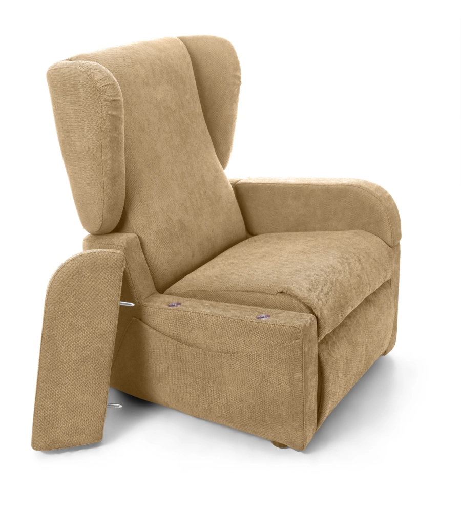POLTRONA CON RECLINER E ALZATA ELETTRICA "DEA", BEIGE, 74X92X102 CM