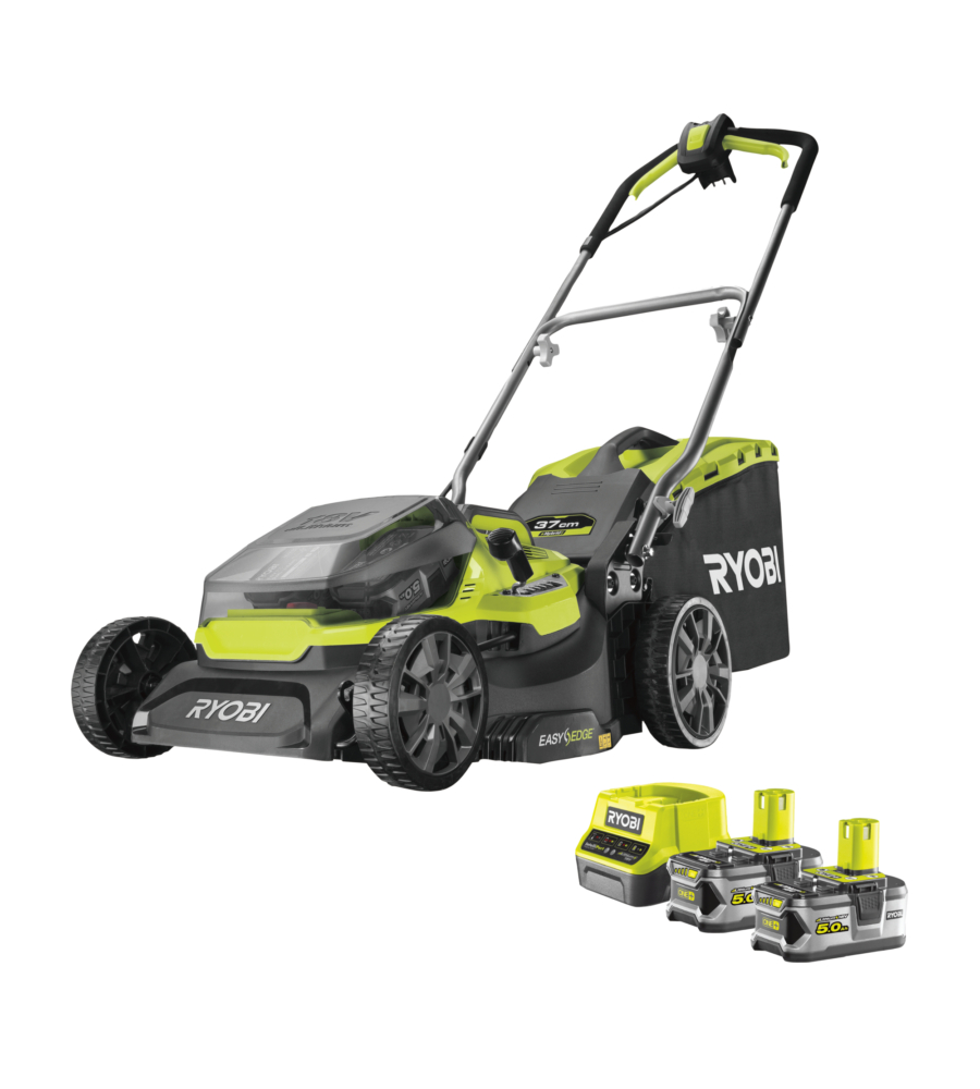 TAGLIAERBA IBRIDO BATTERIA ED ELETTRICO RYOBI "RY18LMH37A-250" TAGLIO 37CM 18V, DUE BATTERIE 5AH INCLUSE