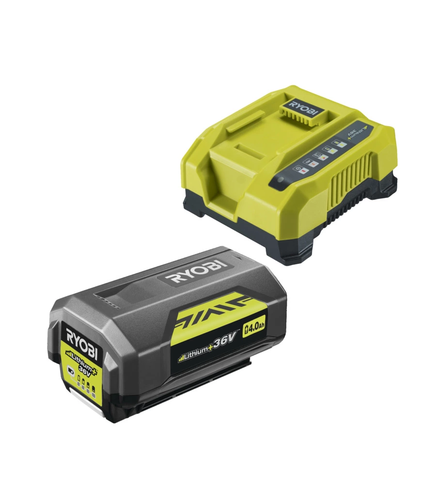 KIT CARICABATTERIE SINGOLO RAPIDO E BATTERIA DI RICAMBIO RYOBI "RY36BC60A-140" 36V 4AH