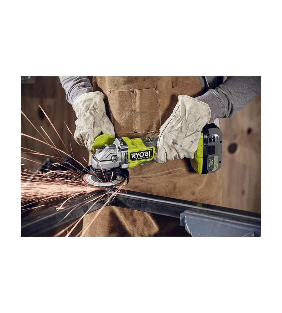 SMERIGLIATRICE ANGOLARE BRUSHLESS A BATTERIA RYOBI "RAG18BL-0" 125MM 18V, SOLO CORPO MACCHINA