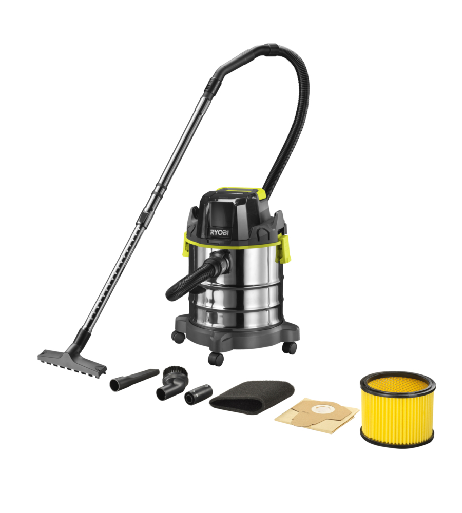 ASPIRATORE SOLIDI E LIQUIDI A BATTERIA RYOBI "R18WDV-0" 18V 18L, SOLO CORPO MACCHINA
