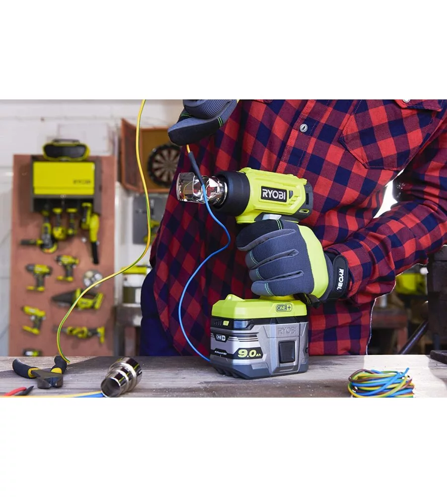 PISTOLA TERMICA TERMOSOFFIATORE A BATTERIA RYOBI "R18HG-0" 18V, SOLO CORPO MACCHINA