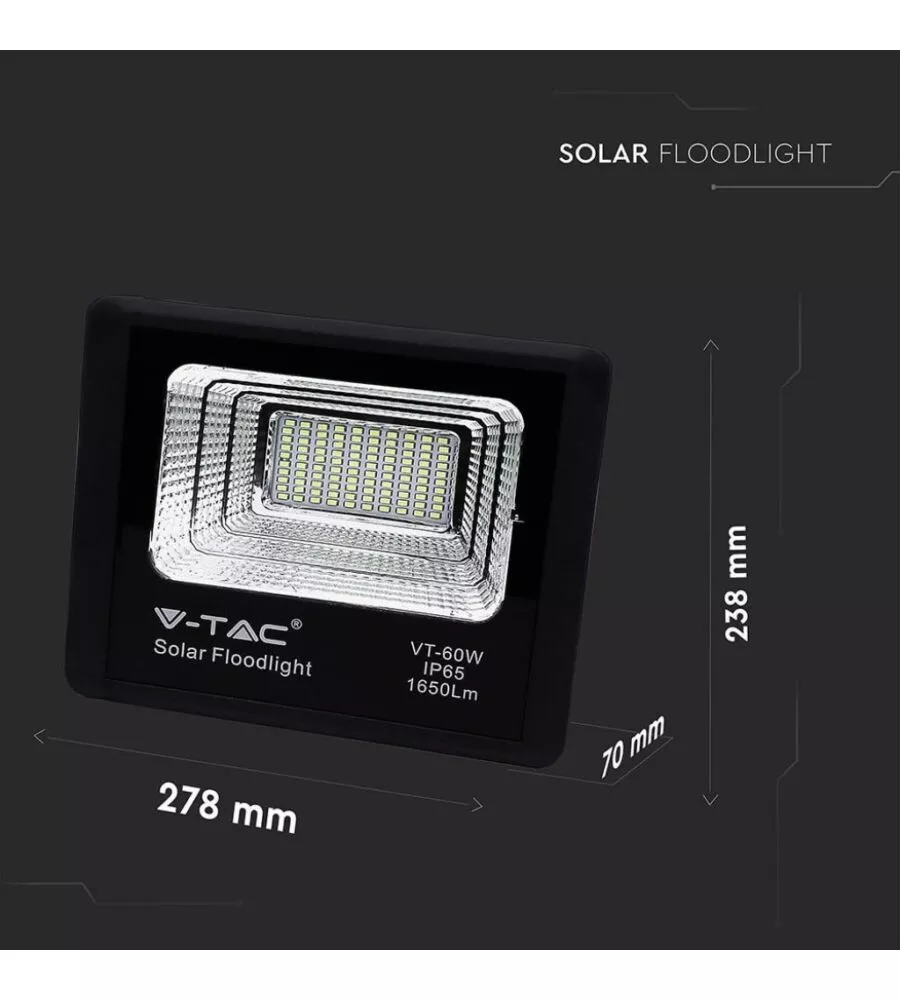 FARO LED CON TELECOMANDO E PANNELLO SOLARE 4000K, 20W