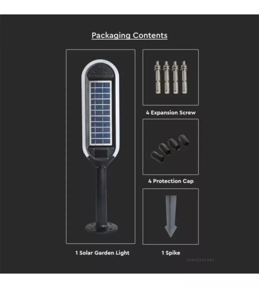 PIANTANA SOLARE LED DA GIARDINO BIANCA E NERA 4000K, 5W