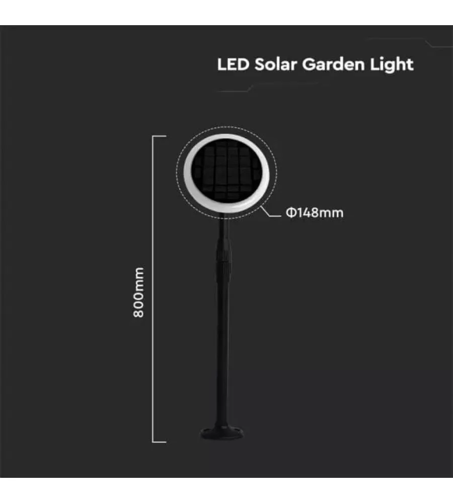 PIANTANA SOLARE LED DA ESTERNO NERO 3000K, 3W