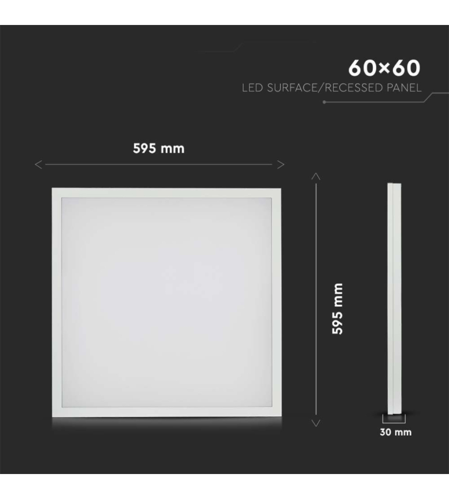 PANNELLO LED 60X60 CM 4000K, 36W