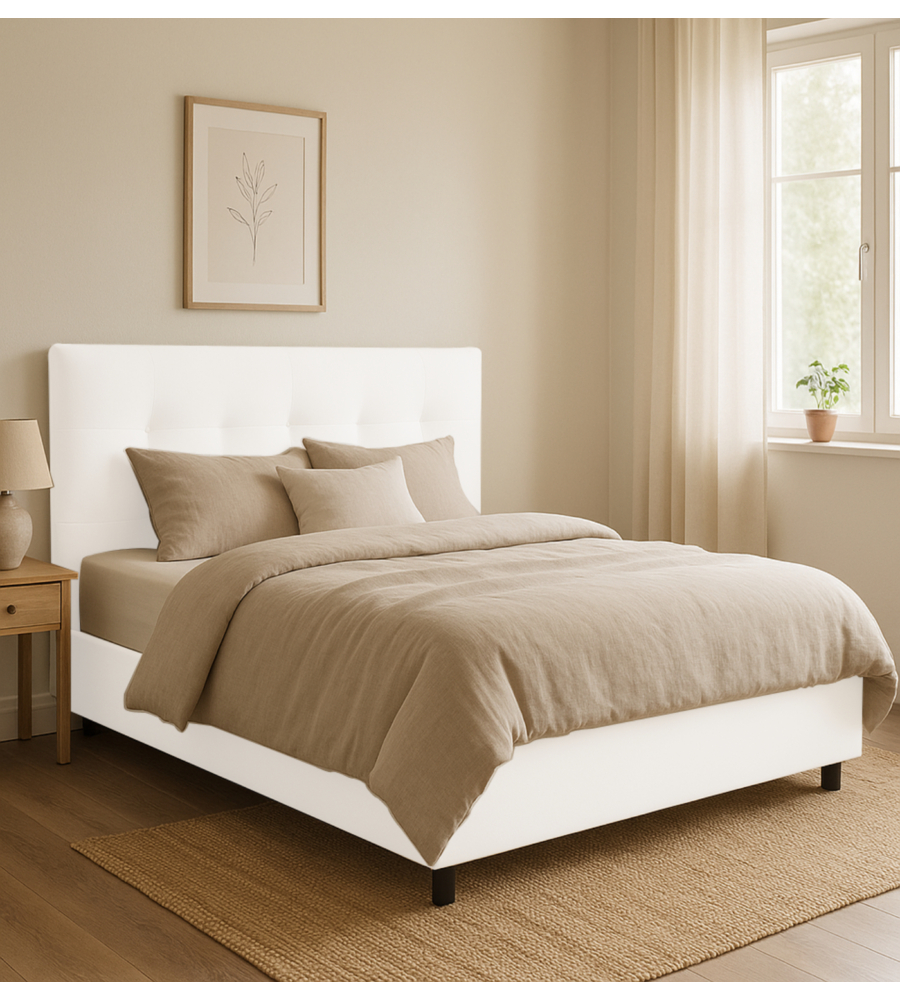 LETTO MATRIMONIALE CONTENITORE "EASY" BIANCO 160X190 CM