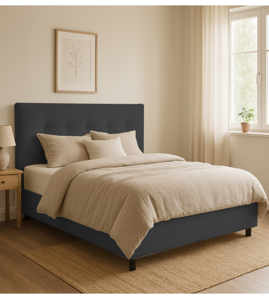 LETTO MATRIMONIALE CONTENITORE "EASY" NERO 160X190 CM