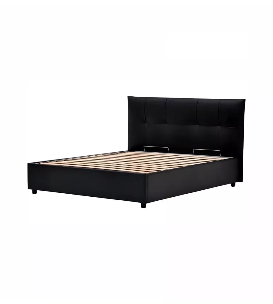 LETTO MATRIMONIALE CONTENITORE "EASY" NERO 160X190 CM