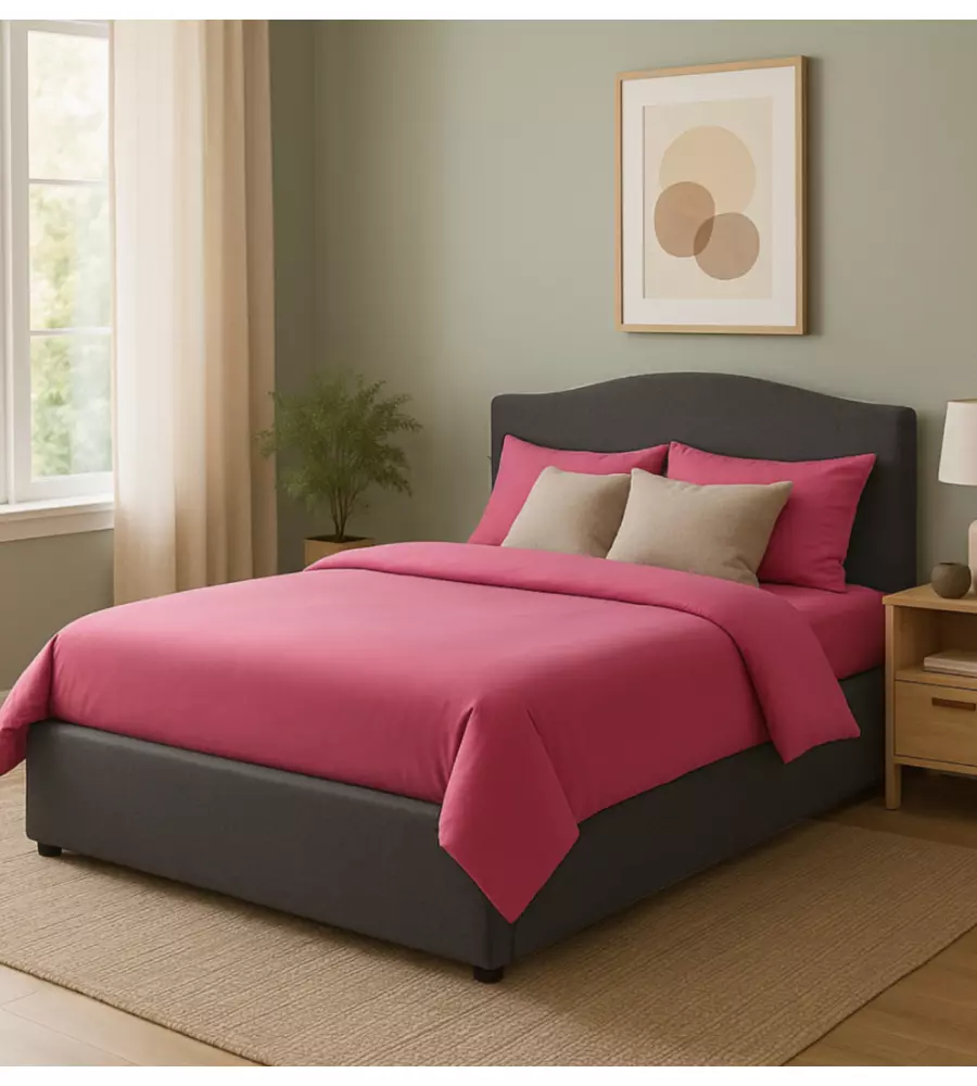 Letto matrimoniale con contenitore  "Hill" rivestito in tessuto grigio 160x190 cm