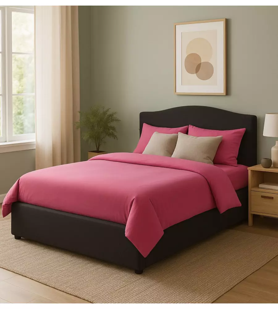 Letto matrimoniale con contenitore "Hill" rivestito in tessuto antracite 160x190 cm