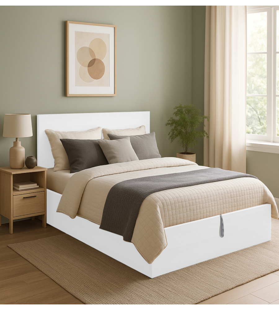 LETTO MATRIMONIALE CONTENITORE "HI BOX" BIANCO 160X190 CM
