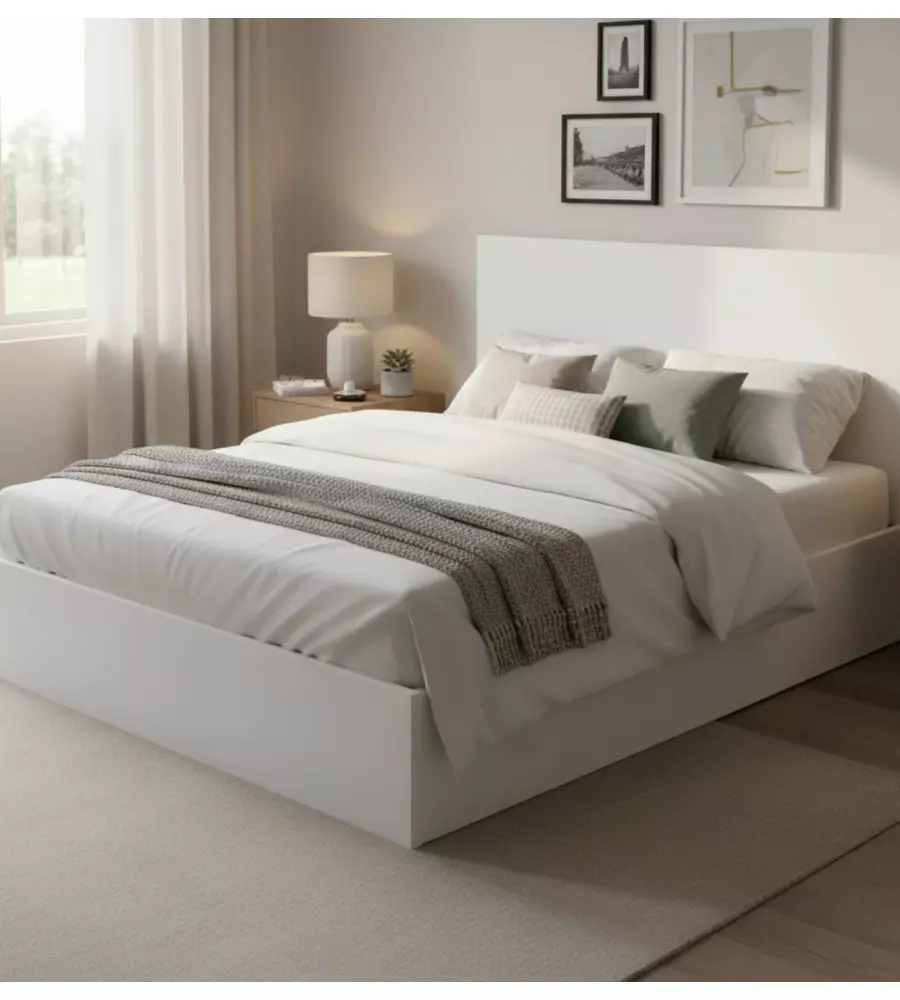 Letto matrimoniale con contenitore "Hi box" bianco 160x190 cm