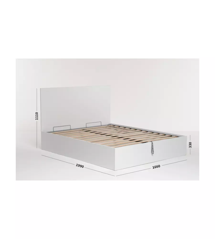 Letto matrimoniale con contenitore "Hi box" bianco 160x190 cm