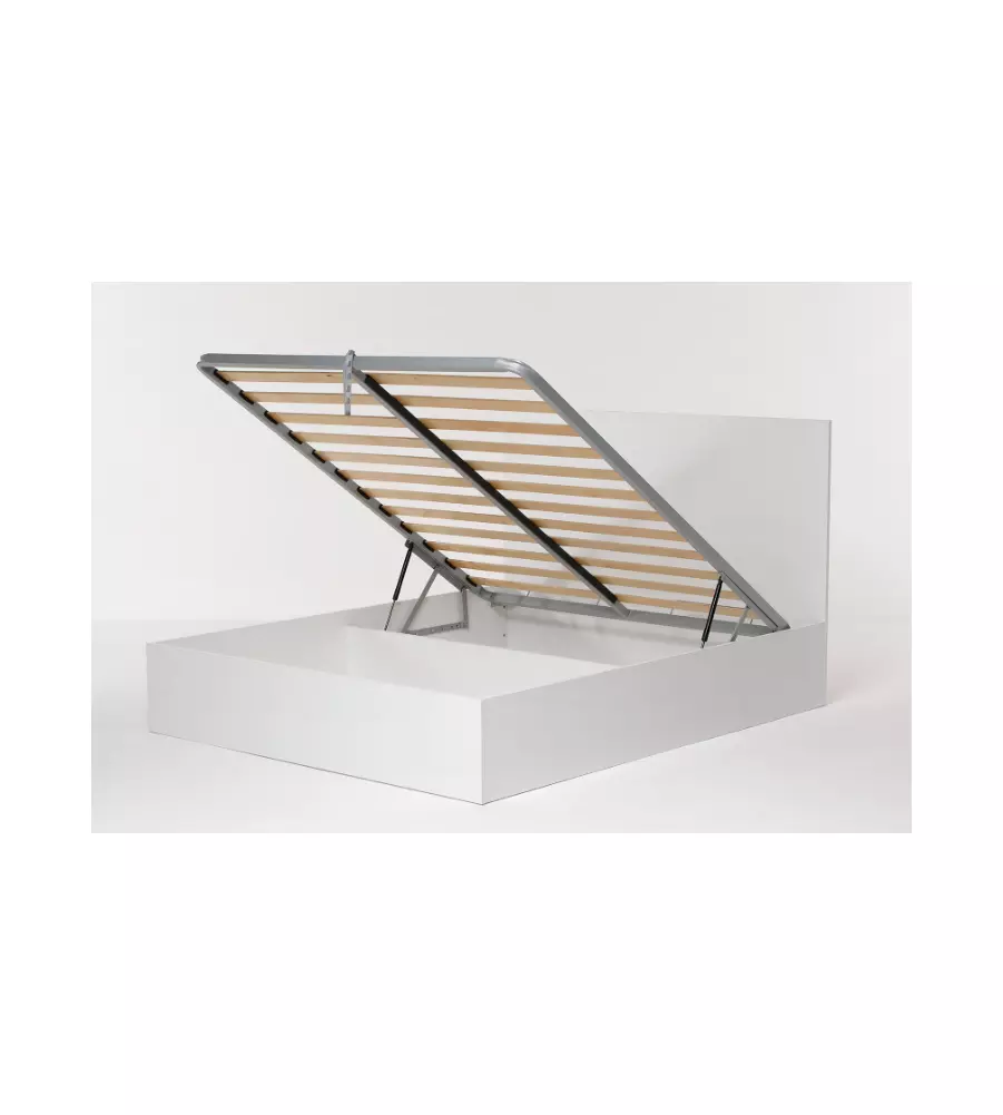 Letto matrimoniale con contenitore "Hi box" bianco 160x190 cm