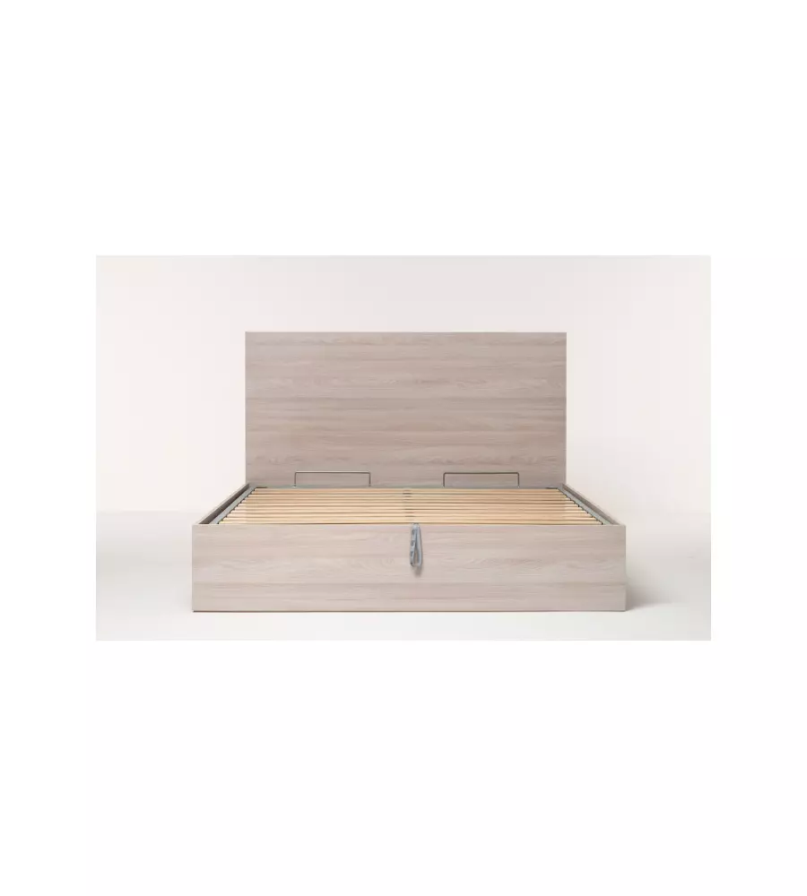 Letto matrimoniale con rete e contenitore con  "Hi Box" olmo naturale 160x190 cm