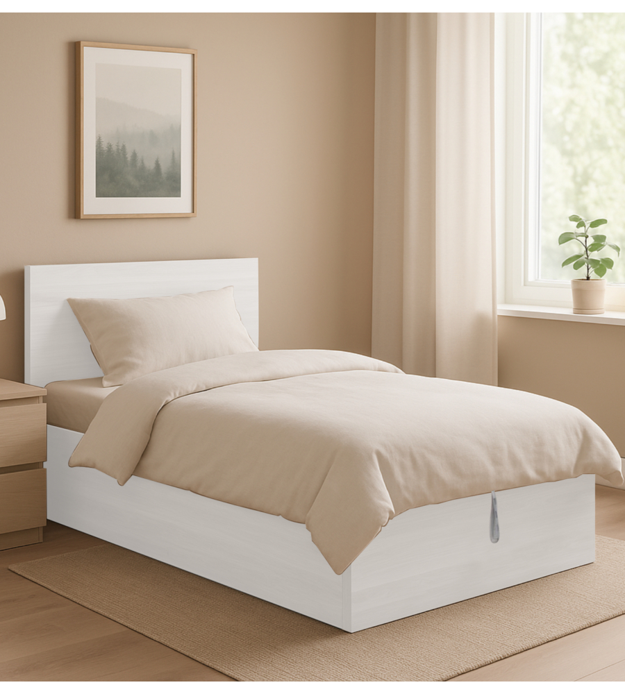 LETTO PIAZZA E MEZZA CONTENITORE "HI BOX" BIANCO 120X190 CM