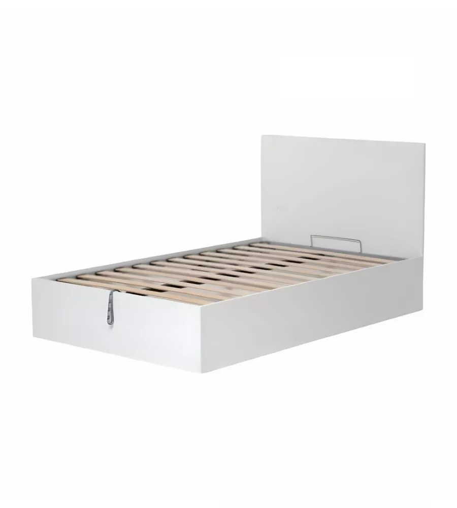 LETTO PIAZZA E MEZZA CONTENITORE "HI BOX" BIANCO 120X190 CM