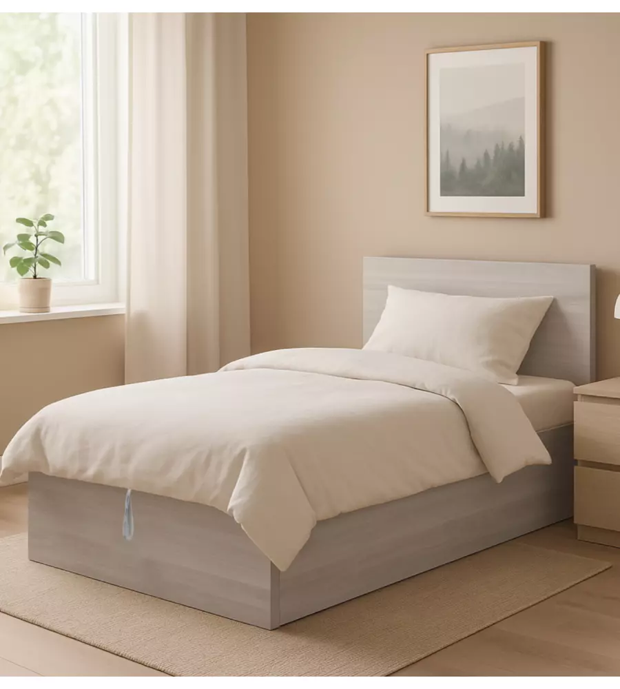 Letto una piazza e mezza con contenitore "Hi Box" olmo naturale 120x190 cm