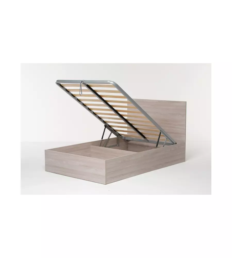 Letto una piazza e mezza con contenitore "Hi Box" olmo naturale 120x190 cm