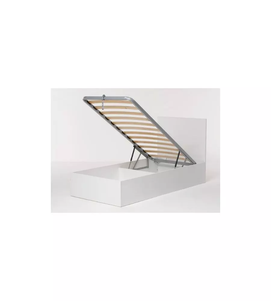 Letto singolo testata con contenitore  "Hi Box" bianco 90x190 cm