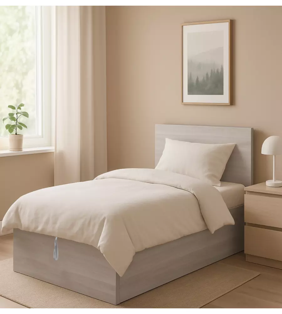 Letto singolo testata con contenitore  "Hi Box" olmo 90x190 cm